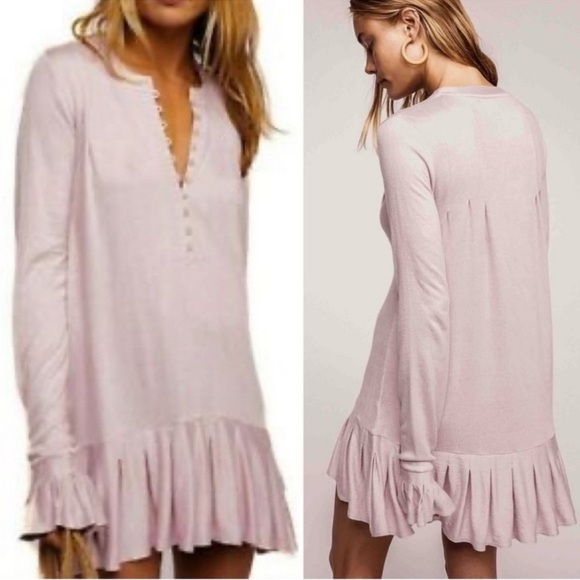 Free People‎ Your Girl Tunic Mini Dress Lavender M - Picture 2 of 10